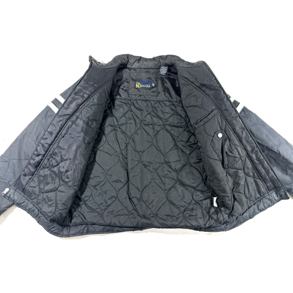 Nautica Jeans Company Men’s Jacket Medium Blue Nylon Quilted Lined Zip Up - Picture 8 of 11